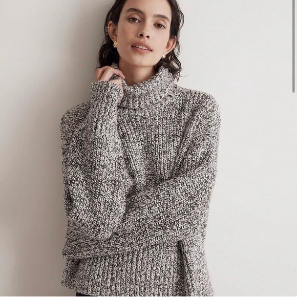 NWT Madewell Marled Cookies and Cream Wide Rib Turtleneck Sweater SZ Small - Picture 2 of 10